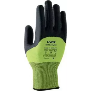 Rękawice ochronne Uvex Handschutz Strick-HS C500 wet plus z ochroną przed przecięciem, rozmiar 7, antracytowo-limonkowe 6049607