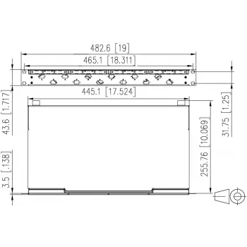 METZ CONNECT 12-portowy panel krosowy światłowodowy LC Duplex OM5 z kaseta spawalnicza, 1U do szafy 19 inch, 24 włókna, pigtaile 2m, szary 1504587M12-F