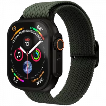 VONMÄHLEN Woven Loop do Apple Watch 44/45/46/49mm, Olive Black