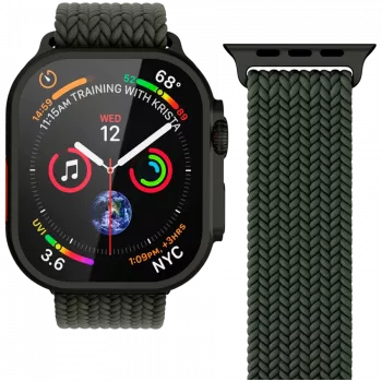 VONMÄHLEN Woven Loop do Apple Watch 44/45/46/49mm, Olive Black