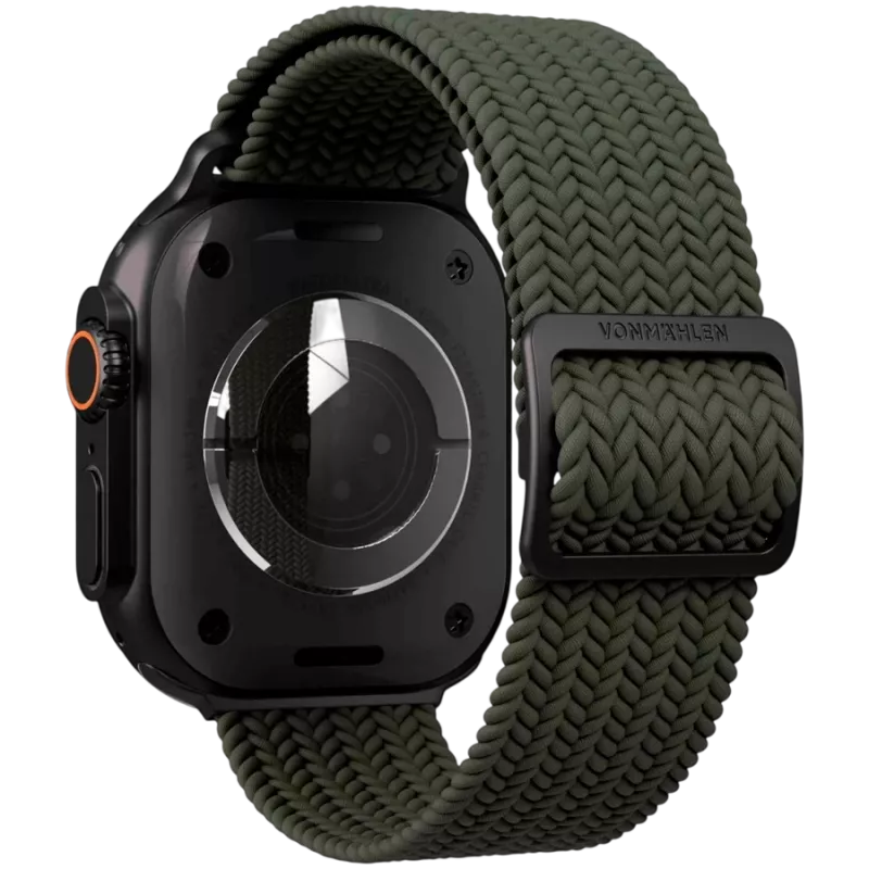 VONMÄHLEN Woven Loop do Apple Watch 44/45/46/49mm, Olive Black