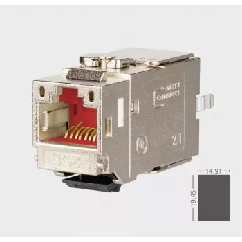 METZ CONNECT C6Amodul K 180° 25G Gniazdo Keystone, ekranowane, Cat.6A, 25 Gigabit Ethernet, IDC bez narzędzi, odlew cynkowy, certyfikat GHMT 130B21-25-E