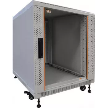 IT-BUDGET 19 inch szafa sieciowa SRK 12U 600x800 mm jasnoszara flatpack z drzwiami szklanymi/stalowymi