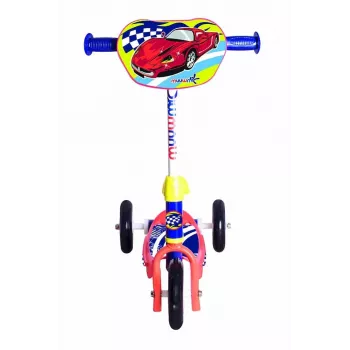 MUUWMI AU 506 KiddyScooter Racing 3-kołowa hulajnoga dla dzieci 3+ lat, niebiesko-czerwona, przednie koła LED, regulowana kierownica 58-68 cm, maks. 20 kg