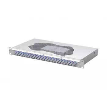 Panel krosowy światłowodowy METZ CONNECT 24-portowy SC-Duplex OS2 jednomodowy z kaseta spawowa, 1U do szafy 19 inch, jasnoszary 150459E224-E