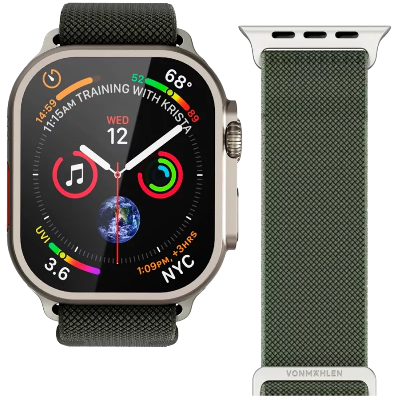 VONMÄHLEN Classic Nylon Loop 44, 45, 46, 49mm One Size, Oliwkowy