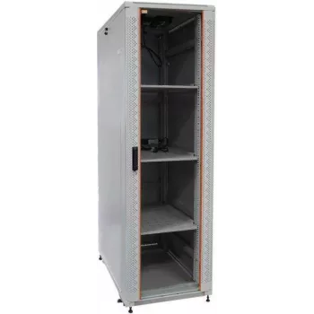 IT-BUDGET 19 inch szafa serwerowa SRK zestaw kompletny - 42U - 600x1000 mm - drzwi szklane/pełne - 4 wentylatory aktywne - PDU - półki - flatpack - jasnoszara (90ITB19SRK42610GG)