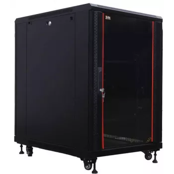 IT-BUDGET 19-calowa szafa sieciowa SRK - 18U - 600x1000 mm - drzwi szklane/stalowe - zmontowana - czarna (99ITB19SRK18610GSNM)
