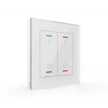 MDT BE-GTL2TW.B1 Szklany Przycisk Dotykowy II Light 2-krotny RGBW z Czujnikiem Temperatury Biały