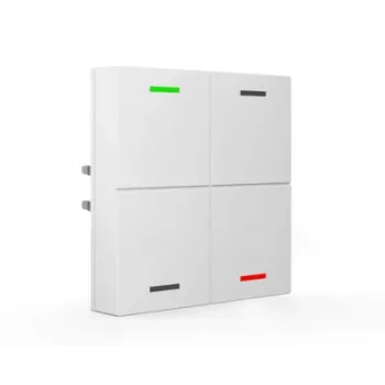 MDT BE-TAL63T4.01 KNX szklany czujnik przyciskowy 4-krotny z diodami LED RGBW, czujnikami temperatury, zbliżeniowym i jasności, Studio White Glossy