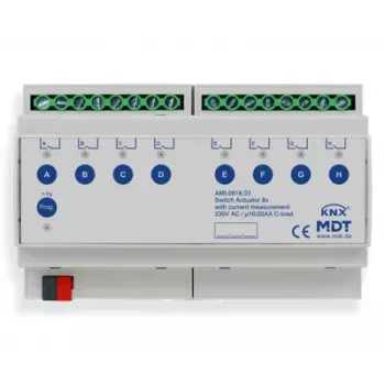 MDT AMI-0816.03 KNX Aktor przełączający, 8-kanałowy, 16/20 A, 230 V, 8 TE, szyna DIN