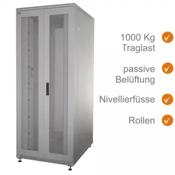 Szafa serwerowa IT-BUDGET 19 inch SRK - 42U - szer. x gł. 800x1000 mm - Perforowane podwójne drzwi przód + tył - Kanały kablowe - Zmonto