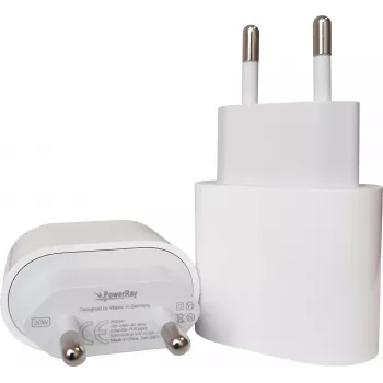 PowerRay PR-2347 20W ładowarka sieciowa USB-C PD, wtyczka EU, biała (Bulk)
