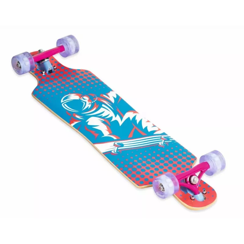 MUUWMI AU 560 Longboard Kompaktowy Cruiser Deskorolka, Łożyska ABEC 7, Świecące Koła LED, 7-Warstwowy Klon Kanadyjski