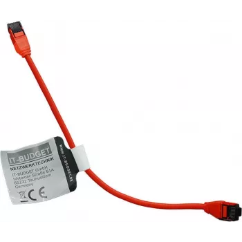 IT-BUDGET Premium Slim kabel krosowy Cat8.1 S/FTP, 0,25 m, czerwony, 40 Gbps, bezhalogenowy 90ITBSLIM81PK025R
