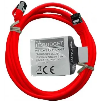 IT-BUDGET Kabel krosowy Premium z pełnej miedzi - Slim AWG 28 - Cat.8.1 - 2000 MHz - Bezhalogenowy - PoE+ - 40Gbit - Czerwony - 3 m (90ITBSLIM81PK3R)