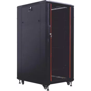 Szafa serwerowa IT-BUDGET 19-calowa SRK - 27U - 800x800 mm - Drzwi szklane/stalowe - Kanały kablowe - Zmonto­wana - Czarna (99ITB19SRK2788GSNM)