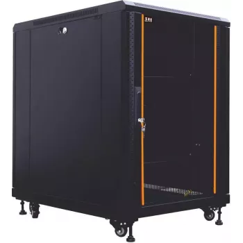 IT-BUDGET 19 inch Szafa serwerowa SRK - 12U - 600x800 mm - Drzwi szklane/ze stali pełnej - Zmontowana - Czarna (99ITB19SRK1268GSNM)