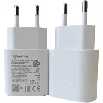 PowerRay PR-TA800EWE 18W ładowarka sieciowa USB-C PD, EU 2-pin, biała, bulk
