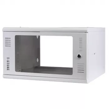 Szafa ścienna IT-BUDGET 19 inch T-STONE, 6U, głębokość 450 mm, drzwi szklane, z zamkiem, biała (90ITBTSWV6545GW)