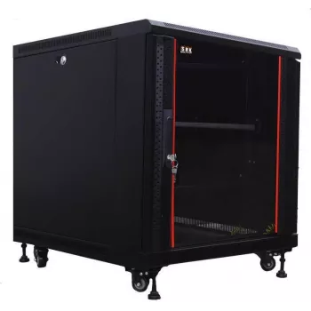 Szafa serwerowa 19 inch IT-BUDGET SRK - 12U - 600x1000 mm - Drzwi szklane/ze stali pełnej - Zmotowana - Czarna 99ITB19SRK12610GSNM