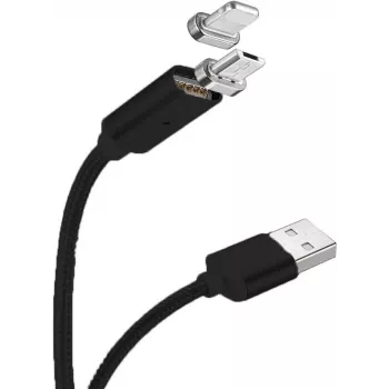 CYOO Magnetyczny kabel USB do ładowania i przesyłu danych - 2-w-1 Micro USB i Lightning na USB - 1m - Czarny
