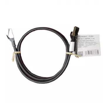 Kabel krosowy IT-BUDGET Cat.8.1 S/FTP, 1m, czarny, 40Gbps, 2000MHz, LSZH, PoE+ 90ITBFLEX81PK1S