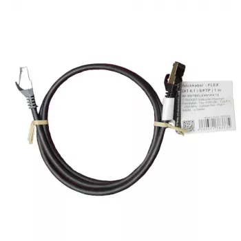 Kabel krosowy IT-BUDGET Cat.8.1 S/FTP, 1m, czarny, 40Gbps, 2000MHz, LSZH, PoE+ 90ITBFLEX81PK1S