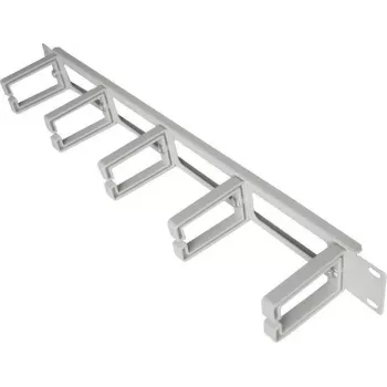 Panel do zarządzania kablami IT-BUDGET 19 inch 1U z 5 plastikowymi uchwytami na kable, 44x70 mm, jasnoszary 90ITBKDFPOB1HEG