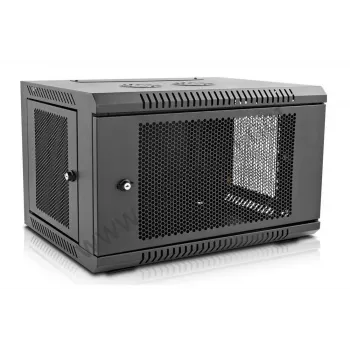 IT-BUDGET 19 inch szafa sieciowa SWA - 6U - 570x600 mm - perforowany przód i boki - zdejmowane boki - montaż naścienny i podłogowy - zestaw akcesoriów - czarna (90ITB19MSR666TS)