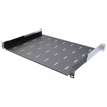 IT-BUDGET Półka rack 19 inch / Taca na urządzenia - Nośność 40 kg - Głębokość 350 mm - Montaż o zmiennej głębokości - Czarny (90ITB19FB350S)