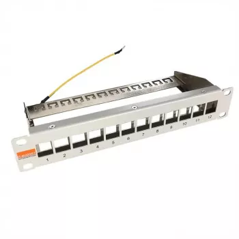 IT-BUDGET 10 inch Pusta panel krosowy dla modułów Keystone - 12 portów - Ekranowany - 1U - Bez modułów - Szary (90ITB10MT12PG)
