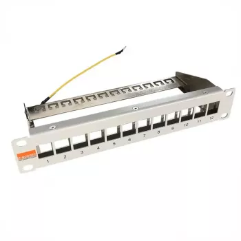 IT-BUDGET 10 inch Pusta panel krosowy dla modułów Keystone - 12 portów - Ekranowany - 1U - Bez modułów - Szary (90ITB10MT12PG)
