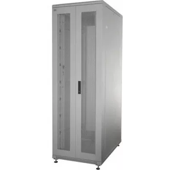 Szafa serwerowa IT-BUDGET 19 inch SRK - 42U - 600x1000 mm - Drzwi podwójne perforowane z przodu i z tyłu - Zmontowana - Jasnoszara (99ITB19SRK42610DTGNM)