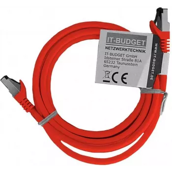 IT-BUDGET Kabel krosowy Full Copper Premium - Flex AWG 26 - Cat.8.1 - 2000 MHz - Bezhalogenowy - PoE+ - 40Gbit - Czerwony - 3 m 90ITBFLEX81PK3R