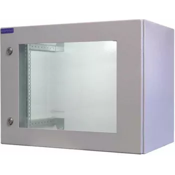 Szafa sieciowa RESISTER 19 inch PRO - IP66 zewnętrzna i przemysłowa - drzwi z oknem - 9U - 600x400 mm - jasnoszara (90RR19WV94GG)