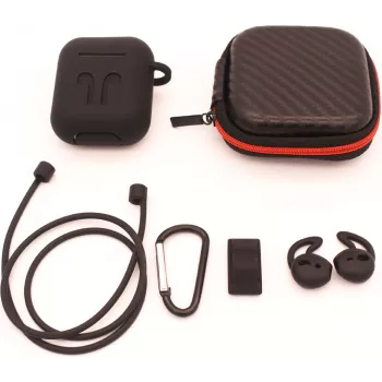 CYOO 6w1 Silikonowe Etui z Akcesoriami - Czarne - Etui na Apple AirPods (CY120795)