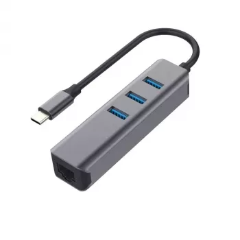 EXSYS EX-1133-N-3 Hub USB 3.2 Gen 1 z 3 portami USB-A i Gigabit Ethernet (USB-C)