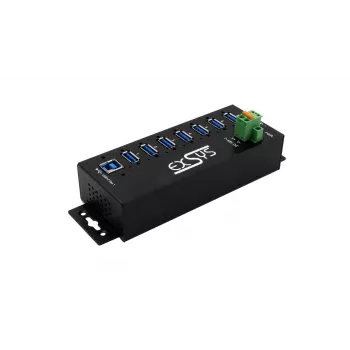 EXSYS USB 3.2 Gen1 7-portowy przemysłowy hub z zestawem do montażu na szynie DIN i ochroną ESD 15kV (EX-1187HMVS-2)