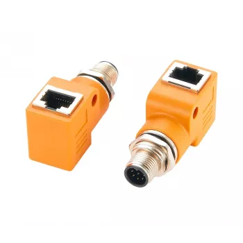EXSYS EX-49502 M12 kodowanie A 8-pinowy męski do RJ45 żeński 90° przemysłowy adapter Ethernet