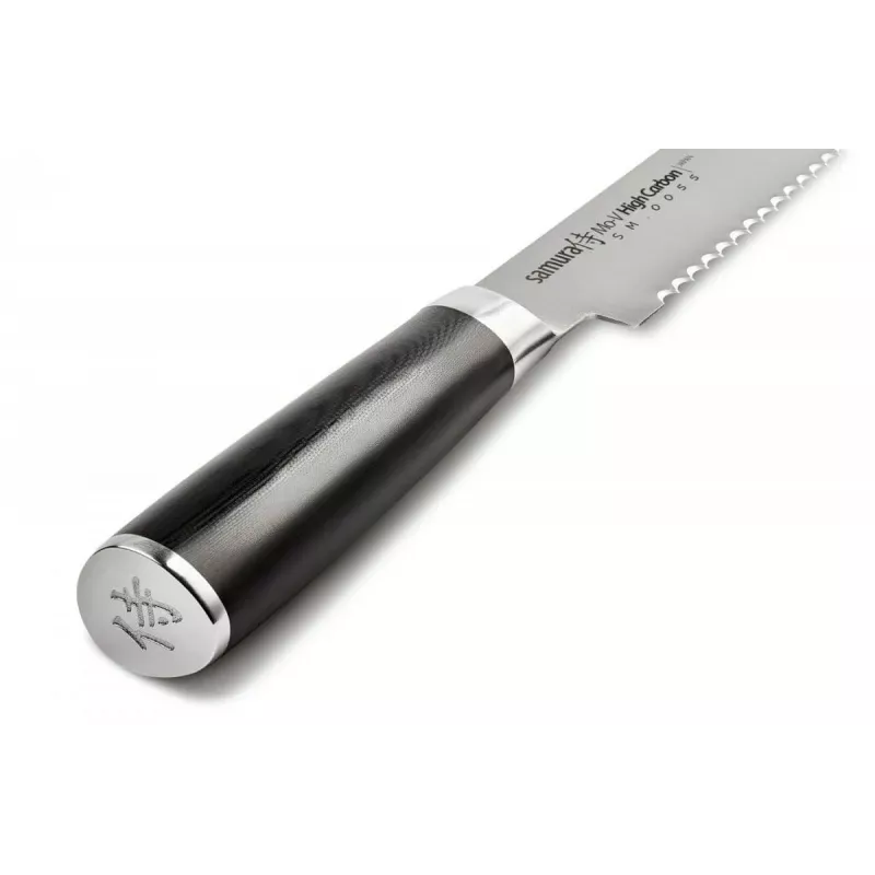 Nóż do chleba SAMURA Harakiri 230 mm z ząbkowanym ostrzem, stal nierdzewna AUS-8, czarny uchwyt ABS