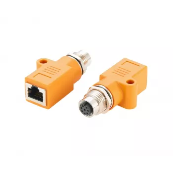 EXSYS EX-49501 Przemysłowy adapter M12 A-coded 8-pin żeński na RJ45 żeński, Gigabit Ethernet, IP67
