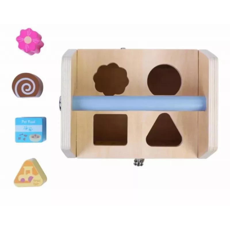 Gerardo's Toys Drewniany domek z zamkami zabawka edukacyjna dla małych dzieci 18m+