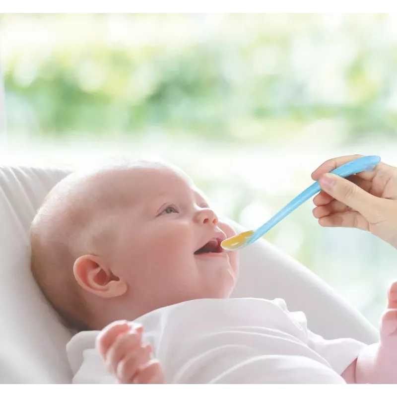 Łyżeczki do karmienia niemowląt Kidsme, 2 sztuki, kolor akwamaryna, silikon spożywczy, 4 m+