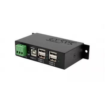 EXSYS EX-1594HMS USB 2.0 4-portowy hub przemysłowy z zestawem do montażu na szynie DIN