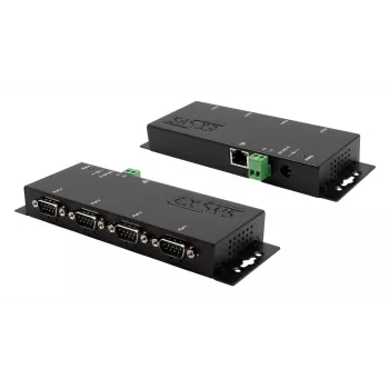 EXSYS EX-6164 4-portowy serwer urządzeń szeregowych RS-232, Ethernet na szeregowy, metalowy, 10/100 Mbps, Virtual COM