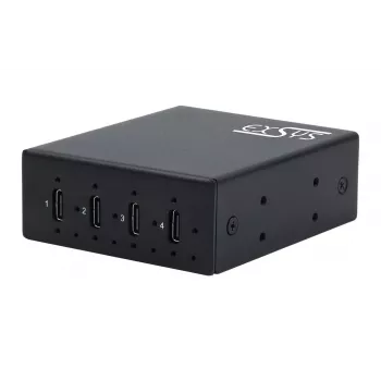 EXSYS EX-12274HMS USB 3.2 Gen 2x1 4-portowy przemysłowy hub metalowy, 10Gbps, 15KV ESD, montaż naścienny/szynowy DIN