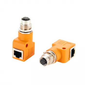 Adapter EXSYS M12 A-Coded 8-Pin Female na RJ45 Female 90° EX-49503
