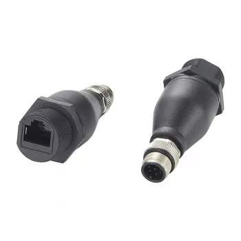 EXSYS EX-49504 M12 A-Code 8-Pin Męski do RJ45 Żeński Przemysłowy Adapter Ethernet, IP67