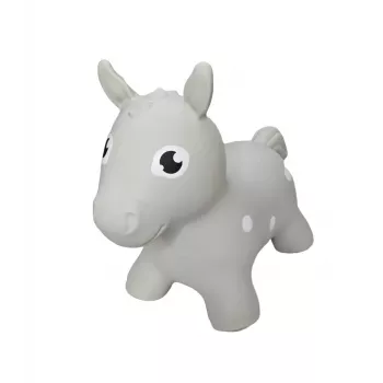 Gerardo's Toys Szary Koń Skaczący Zabawka dla Dzieci od 12 Miesięcy, Nadmuchiwany Skoczek z Pompką, Wytrzymuje 50 kg, Do Użytku Wewnątrz i na Zewnątrz